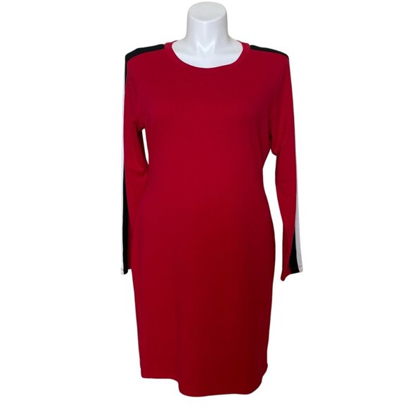 Tommy Hilfiger NWT Red Sweatshirt Dress, Contrast Stripe Women's Size XL - Picture 1 of 8